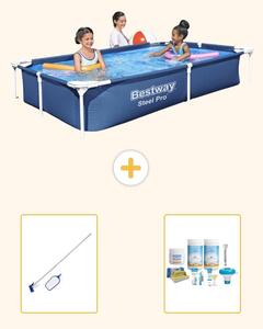 Bestway Steel Pro, piscina rettangolare - 221x150x43 cm - 3 pezzi, modello S22705