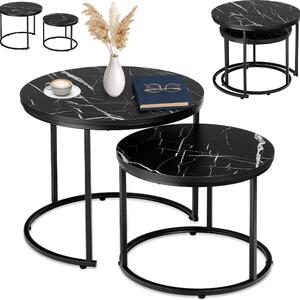 Set di due tavoli da soppalco Galen Small in marmo nero