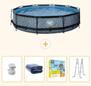 Piscina fuori terra - Design effetto pietra - 360x76 cm - 5 pezzi - SCB27