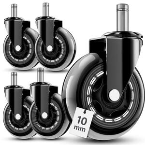 Solidchoice - Ruote in silicone per sedie da ufficio (set da 5) – Movimento silenzioso e fluido