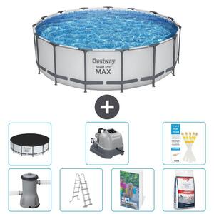 Bestway Steel Pro MAX, piscina in acciaio, forma rotonda, dimensioni 488x122 cm, composta da 6 parti, modello S649