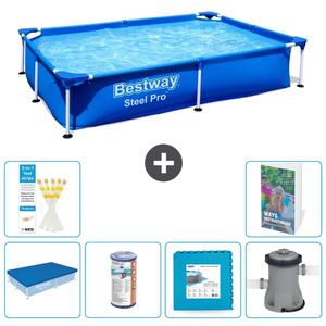 Bestway Steel Pro, piscina rettangolare - 221x150x43 cm - composta da 5 parti, modello S146