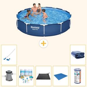 Piscina gonfiabile Bestway Steel Pro, rotonda, dimensioni 366x76 cm, composta da 8 elementi, modello S21601