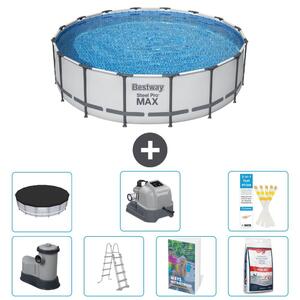 Bestway Steel Pro MAX, piscina in acciaio, forma rotonda, dimensioni 488x122 cm, composta da 6 parti, modello S649