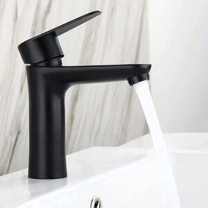 Miscelatore monocomando per lavabo in acciaio inossidabile nero opaco con 2 tubi flessibili per acqua calda e fredda