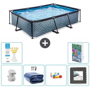 Piscina fuori terra rettangolare - aspetto pietra - 300x200x65 cm - composta da 5 elementi - modello S177