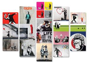 Banksy - Banksy Collage - 140L x 100l cm - Legno Mdf