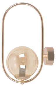 Applique con base a forma di ellisse SVEN, oro e ambra, 1xE14x10W, metallo, dimensioni: 35x14x22 cm, IP20, Kaja