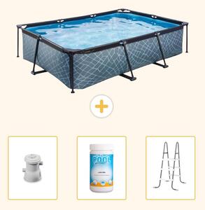 Piscina fuori terra rettangolare - aspetto pietra - 300x200x65 cm - composta da 4 elementi - modello SCB84