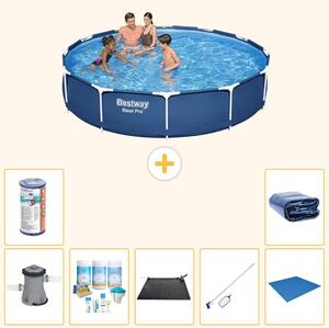 Piscina gonfiabile Bestway Steel Pro, rotonda, dimensioni 366x76 cm, composta da 8 elementi, modello S21600