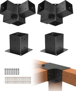 Connettori per pali - Supporto angolare a 4 vie - Per pali da 92 x 92 mm - Altamente resistente - Supporto per pali per pergolati e gazebo - Set da 4 pezzi