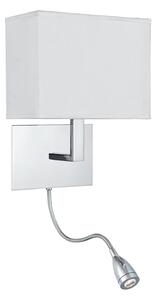 Applique Contemporanea Hotel Acciaio Cromo Tessuto Bianco 1 Luce E27