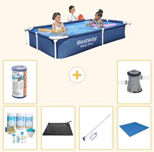 Bestway Steel Pro, piscina rettangolare - 221x150x43 cm - 7 pezzi - Modello S22061