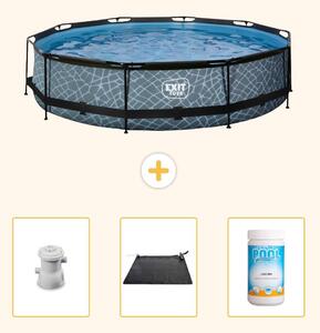Piscina fuori terra - Design effetto pietra - 360x76 cm - 4 pezzi - SCB92
