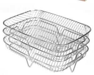 Griglia rettangolare, acciaio inossidabile 304, impilabile fino a tre livelli, accessori per barbecue