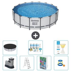 Bestway Steel Pro MAX, piscina in acciaio, forma rotonda, dimensioni 488x122 cm, composta da 6 parti, modello S548