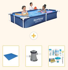 Bestway Steel Pro, piscina rettangolare - 221x150x43 cm - 4 pezzi - Modello S22291