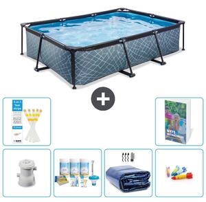 Piscina fuori terra rettangolare - aspetto pietra - 300x200x65 cm - composta da 5 elementi - modello S282