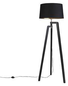 Lampada da terra intelligente con paralume nero con oro 50 cm incl. Wifi A60 - Puros