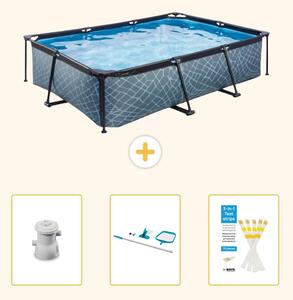 Piscina fuori terra rettangolare - aspetto pietra - 300x200x65 cm - composta da 4 elementi - modello SCB82