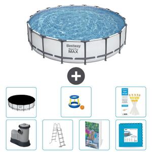 Bestway Steel Pro MAX, piscina in acciaio, forma rotonda, dimensioni 549x122 cm, composta da 6 parti, modello S570