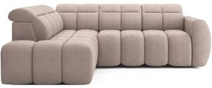 Divano angolare marrone chiaro allungabile/con contenitore (con penisola a sinistra/a L) e rivestimento in bouclé Falconn – ELTAP