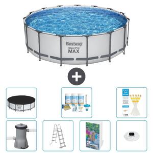 Bestway Steel Pro MAX, piscina in acciaio, forma rotonda, dimensioni 488x122 cm, composta da 6 parti, modello S576