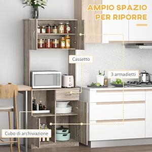 HOMCOM Credenza Moderna per Cucina o Sala da Pranzo, Mobile Buffet con Armadietti e Cassetti in Legno, Grigio, 71x41x178cm