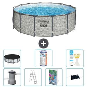 Bestway Steel Pro MAX, piscina in acciaio, forma rotonda - 427x122 cm - composta da 6 parti, modello S619