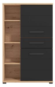 Mobile armadio da interno casa con 3 ripiani 2 ante e 1 cassetto in legno nobilitato bilaminato - Black