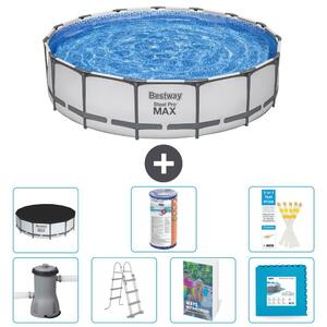 Bestway Steel Pro MAX, piscina in acciaio, forma rotonda, dimensioni 457x122 cm, composta da 6 parti, modello S602