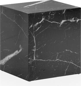 WOHNLING Tavolino MONOBLOC 40x40x45 cm Nero lucido con aspetto marmoreo Tavolo da salotto Cube Tavolo quadrato da divano Tavolino da salotto Cube-