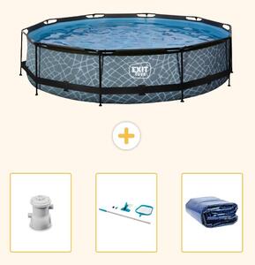 Piscina fuori terra - Design pietra - 360x76 cm - 4 pezzi - SCB93