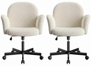 Sedia da ufficio Marsail, sedia con seduta imbottita, braccioli pieghevoli in 6 posizioni, color beige
