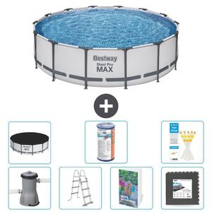 Bestway Steel Pro MAX, piscina in acciaio, forma rotonda, dimensioni 427x122 cm, composta da 6 parti, modello S563