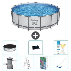Bestway Steel Pro MAX, piscina in acciaio, forma rotonda, dimensioni 488x122 cm, composta da 6 parti, modello S600