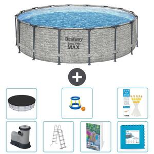 Bestway Steel Pro MAX, piscina in acciaio, forma rotonda, dimensioni 488x122 cm, composta da 6 parti, modello S570