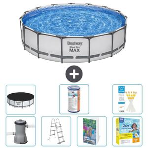 Bestway Steel Pro MAX, piscina in acciaio, forma rotonda, dimensioni 457x122 cm, composta da 6 parti, modello S572