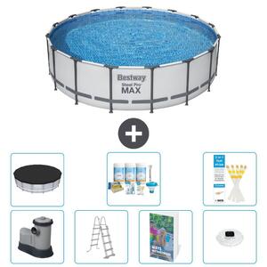 Bestway Steel Pro MAX, piscina in acciaio, forma rotonda, dimensioni 488x122 cm, composta da 6 parti, modello S576