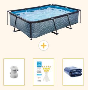 Piscina fuori terra rettangolare - aspetto pietra - 300x200x65 cm - composta da 4 elementi - SCB74