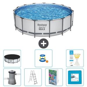 Bestway Steel Pro MAX, piscina in acciaio, forma rotonda, dimensioni 488x122 cm, composta da 6 parti, modello S570
