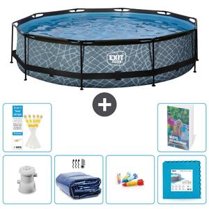 Piscina fuori terra - Design effetto pietra - 360x76 cm - 5 pezzi - Modello S229