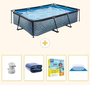 Piscina fuori terra rettangolare - aspetto pietra - 300x200x65 cm - 5 pezzi - SCB66