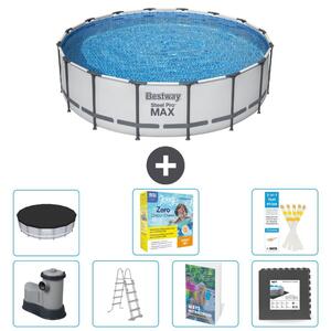 Bestway Steel Pro MAX, piscina in acciaio, forma rotonda, dimensioni 488x122 cm, composta da 6 parti, modello S607
