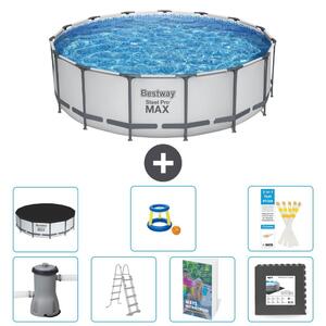 Bestway Steel Pro MAX, piscina in acciaio, forma rotonda, dimensioni 488x122 cm, composta da 6 parti, modello S525