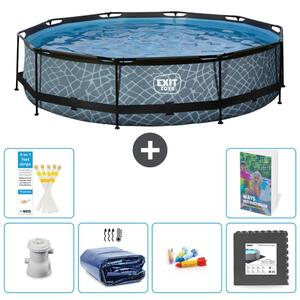 Piscina fuori terra - Design effetto pietra - 360x76 cm - 5 pezzi - Modello S177