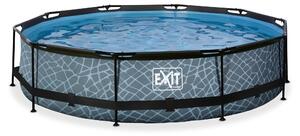 Piscina fuori terra EXIT Stone con telaio, ø360, con pompa di filtraggio, rotonda, grigia