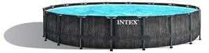 INTEX 26744GN - Piscina con telaio a prisma in legno grigio (549x122cm)
