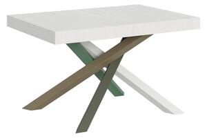 Tavolo Allungabile con 2 allunghe VOLANTIS MULTICOLOR 90x120xh77 cm estensibile fino a 224 cm Allunghe da 52 cm, gambe in Ferro verniciate Antracite piano colore Bianco Frassino