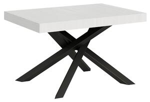 Tavolo Allungabile con 2 allunghe VOLANTIS MULTICOLOR 90x120xh77 cm estensibile fino a 224 cm Allunghe da 52 cm, gambe in Ferro verniciate Antracite piano Bianco Frassino